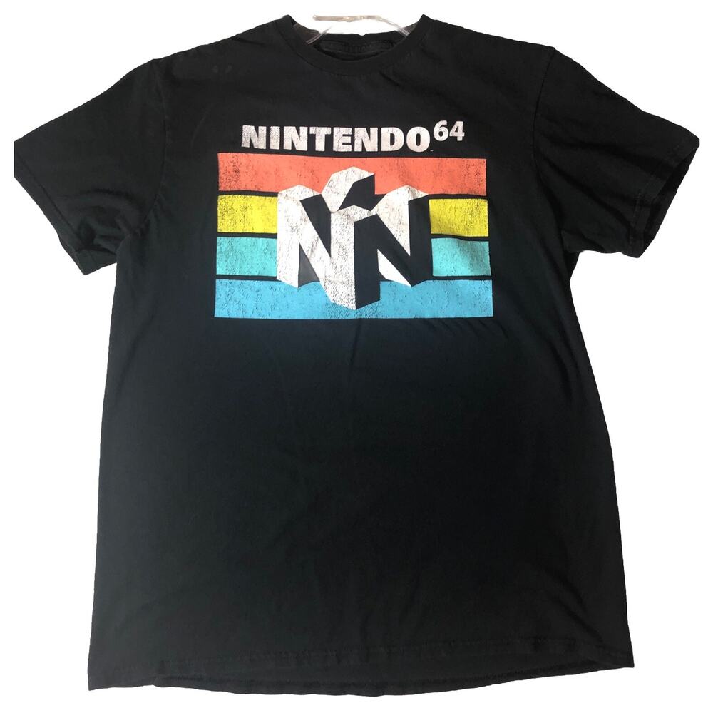 Nintendo N64 Logo Official Retro T Shirt Mens Medium Short Sleeve Black